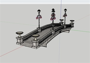 某欧式风格详细的园桥景观设计SU(草图大师)模型