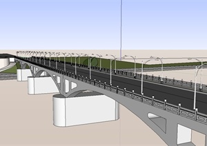 某现代风格详细完整的交通大桥SU(草图大师)模型