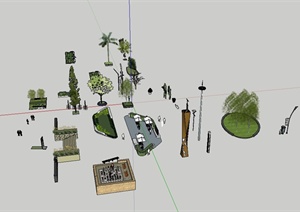 多种不同的景观植物及园林景观素材设计SU(草图大师)模型