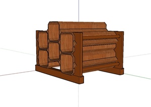室内木质红酒柜设计SU(草图大师)模型