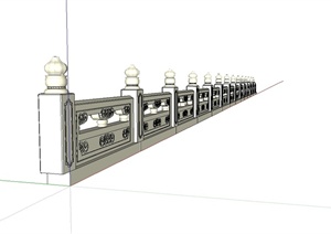 现代中式护城河栏杆设计SU(草图大师)模型