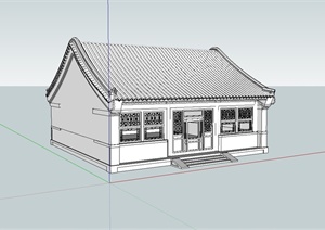 古典中式风格四合院厢房建筑楼SU(草图大师)模型