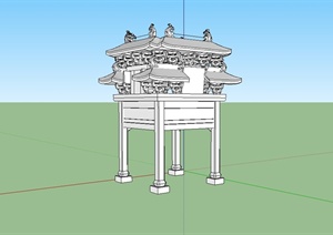 现代中式风格独特的牌坊SU(草图大师)模型