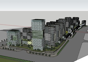 多层及高层的生态住宅楼设计SU(草图大师)模型
