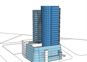 某高层银行建筑设计SU(草图大师)模型