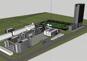 多层及高层的中学教学楼设计SU(草图大师)模型