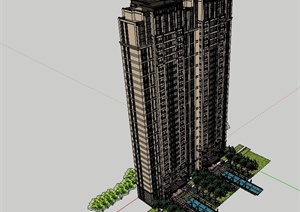 某高层居住小区建筑楼设计SU(草图大师)模型