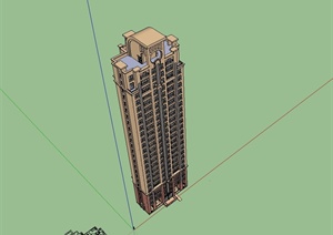 高层小区居住建筑楼设计SU(草图大师)模型