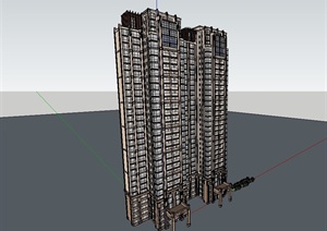 新古典高层小区建筑楼SU(草图大师)模型