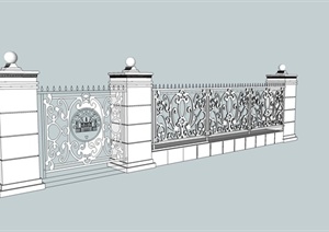 精致的欧式矮墙围墙设计SU(草图大师)模型