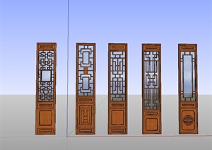 14种不同的中式门设计SU(草图大师)模型
