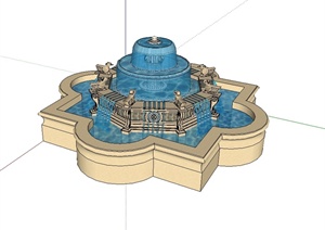 某园林景观喷泉水池SU(草图大师)模型